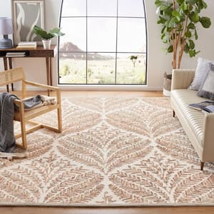 Capri Ivory/Brown 9 ft. x 9 ft. Geometric Leaf Square Area Rug