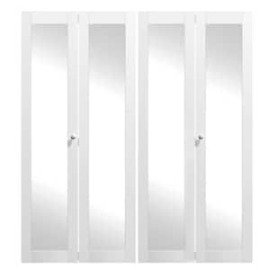 72 in. x 80 in. (36 in. x 2 in.) MDF White 1-Mirror Glass Panel Bi-Fold Interior Door for Closet with Hardware Kits