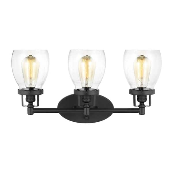 Generation Lighting Belton 21 in. 3-Light Midnight Matte Black Bathroom ...