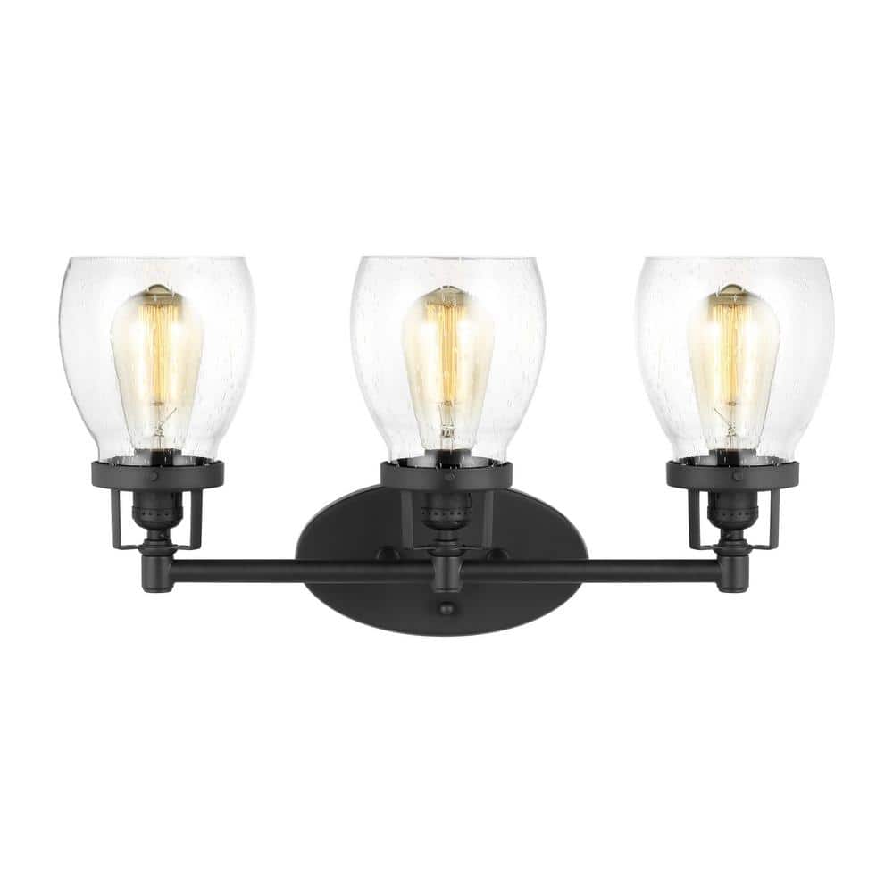 Belton 21 in. 3-Light Midnight Matte Black Bathroom Vanity Light Clear Seeded Glass Shades price history on PriceWatchPro