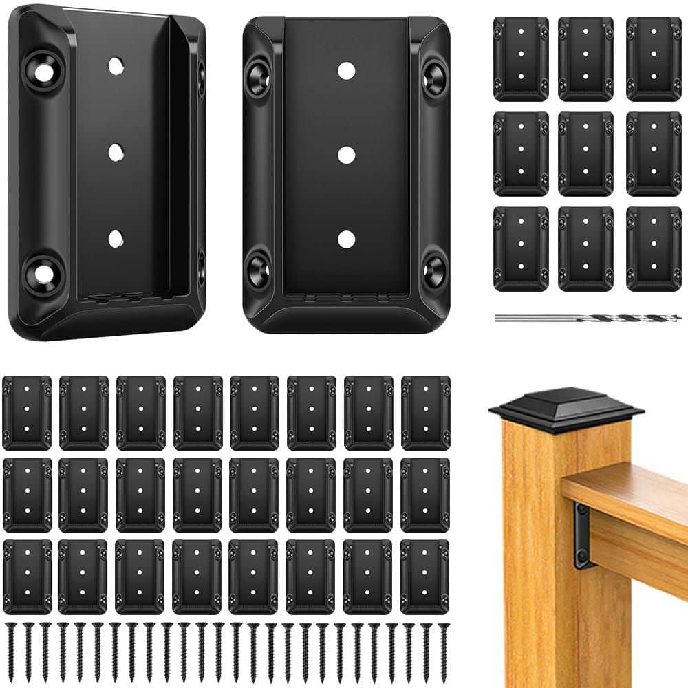 0.6 in. H x 2.6 in. W Black Metal Deck Railing Bracket Connectors for 2 x 4 Post, Stair Railing Kit (60-Pack) price history on PriceWatchPro
