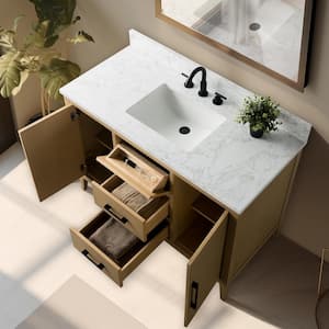 48 in. W x 22 in. D x 34 in. H Single Sink Bathroom Vanity Cabinet in Natural Oak with Engineered Marble Top