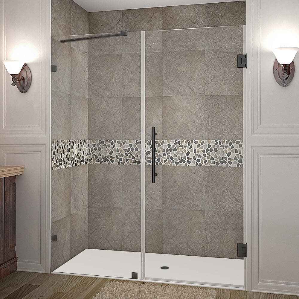 Nautis 61.25 - 62.25 in. x 72 in. Frameless Hinged Shower Door in Matte Black price history on PriceWatchPro