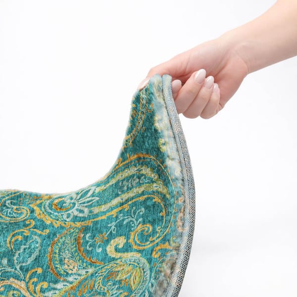 Dream Shag Premium Machine Washable Abstract ADS533 Teal 10 ft. x 14 ft. Area Rug