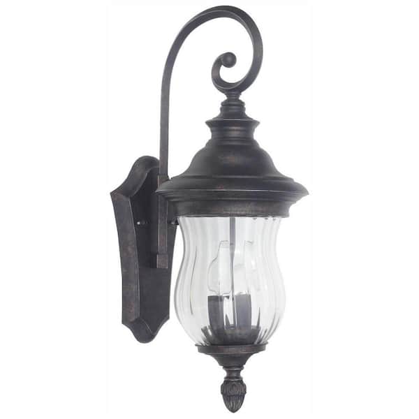 Home Decorators Collection Wesleigh 22.25 in. 2-Light Bronze Outdoor Wall Lantern Sconce