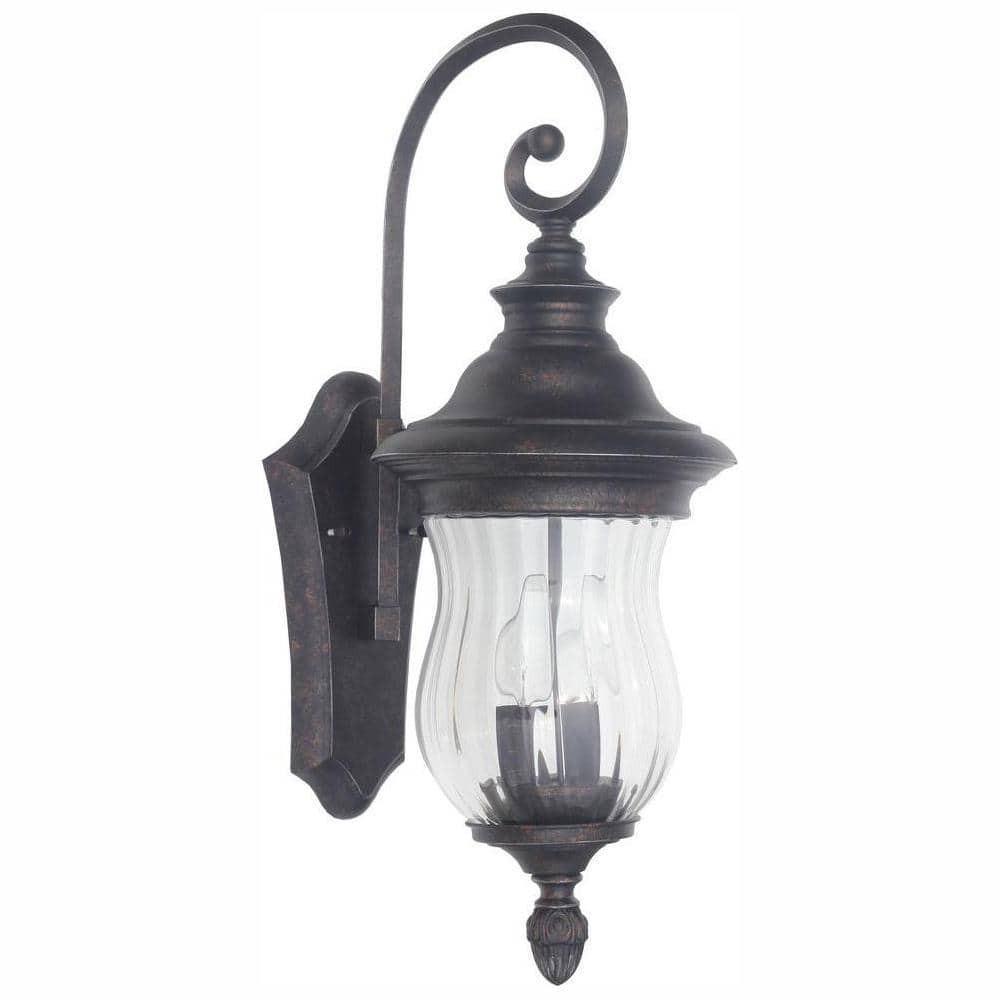 Wesleigh 22.25 in. 2-Light Hardwired Bronze Outdoor Wall Light Lantern Sconce with No Bulb Included price history on PriceWatchPro