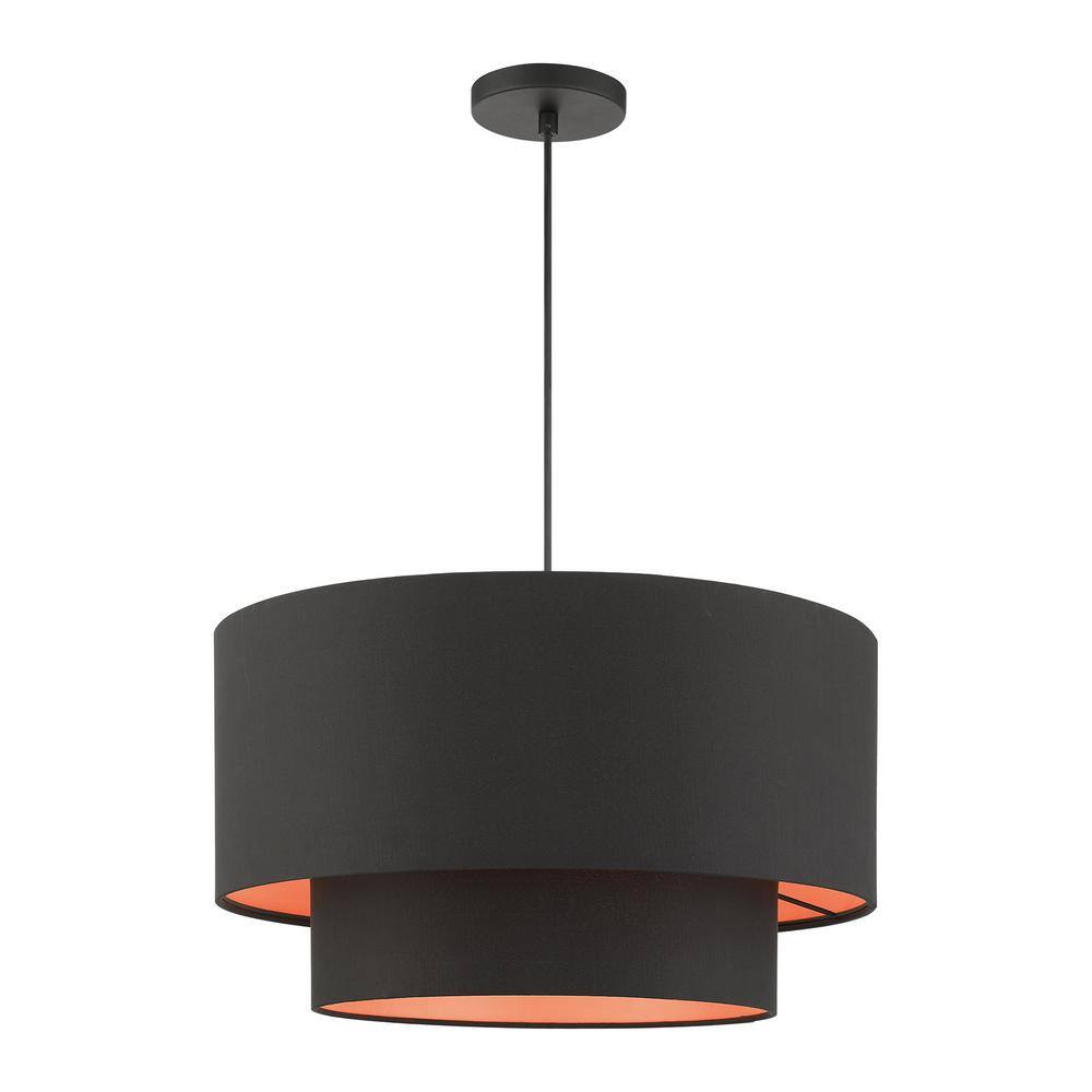 Sentosa Modern Black 3-Light Indoor/Outdoor Drum Pendant
