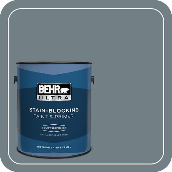 BEHR ULTRA 1 gal. #BXC-48 Courtyard Blue Extra Durable Satin Enamel Interior Paint & Primer