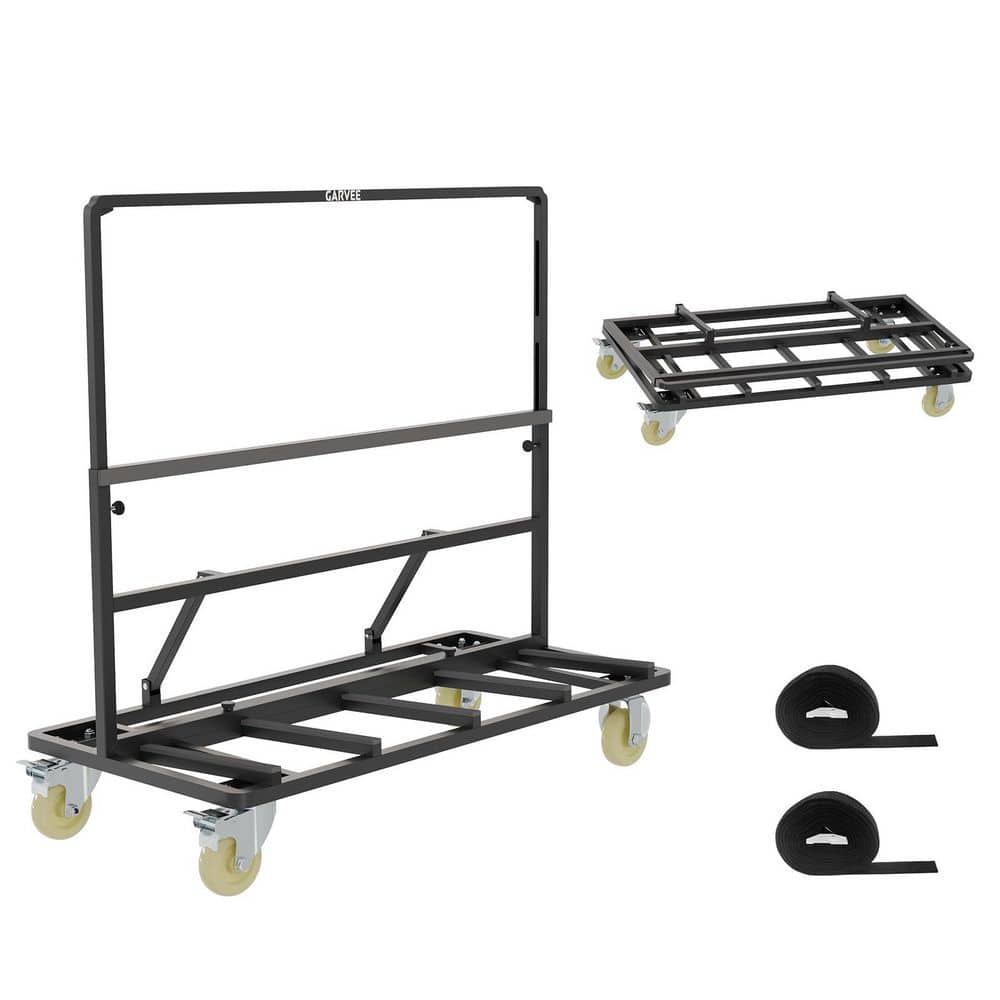 Black Foldable Drywall Cart with 1800 lb. Load Capacity with Adjustable Handle and 2 Tie-Down Straps price history on PriceWatchPro