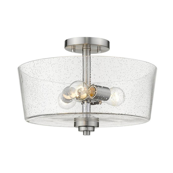 Acclaim Lighting Rowe 15 in. 3-Light Satin Nickel Semi-Flush Mount