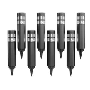 Solar Black LED Bollard Light with Cool White lights (8-Pack)