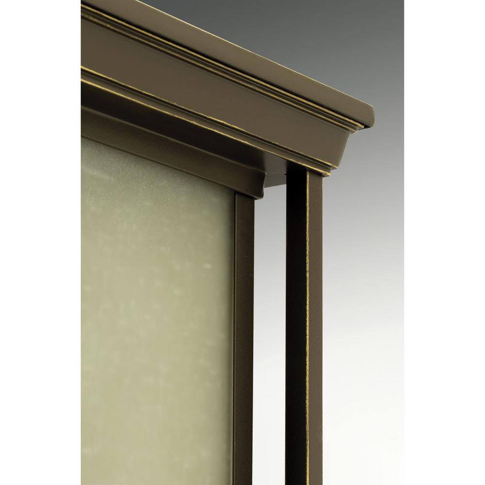 Antique Bronze Indoor/Outdoor Hanging Lantern with Linen Glass Shade