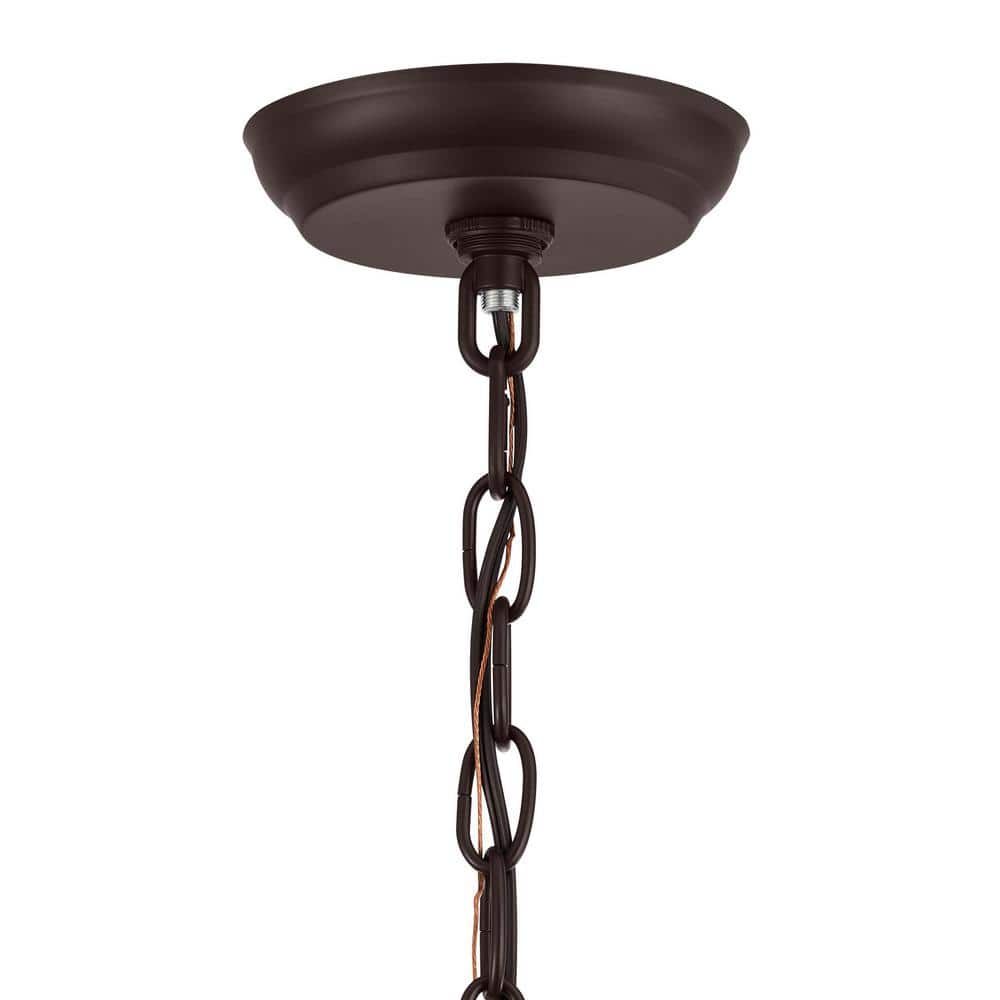 Bronze Rectangular Metal Chandelier with Clear Glass Shades
