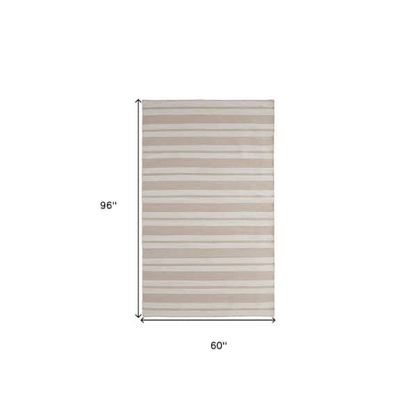 5 ft. x 8 ft. Ivory Striped Area Rug