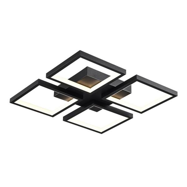 Edvivi Alistair 18 in. 24-Watt Integrated LED Sand Black Finish Square Flush Mount