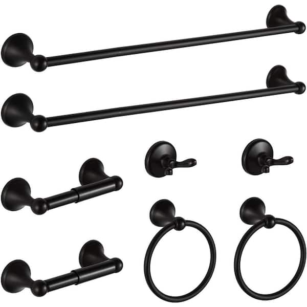 Unbranded 8-Pieces Bath Hardware Set with Adjustable Bathroom Towel Bars, Rings, Robe Hook and Toilet Paper Holder in ORB