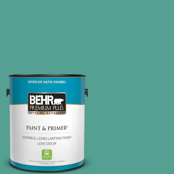 BEHR PREMIUM PLUS 1 gal. Home Decorators Collection #HDC-WR15-9 Aqua Revival Satin Enamel Low Odor Interior Paint & Primer