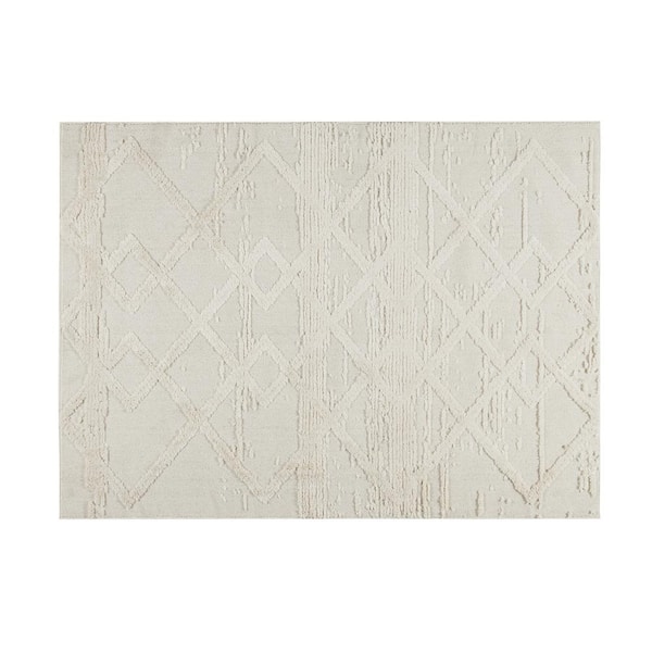 Madison Park Brittany Cream 5 ft. x 7 ft. Terni Diamondback Polyester Indoor Area Rug