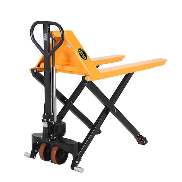 APOLLOLIFT High Lift Pallet Jack 2,200 lbs. 45 x 27 in. Fork Size Scissor Manual Pallet Jack Truck Yellow