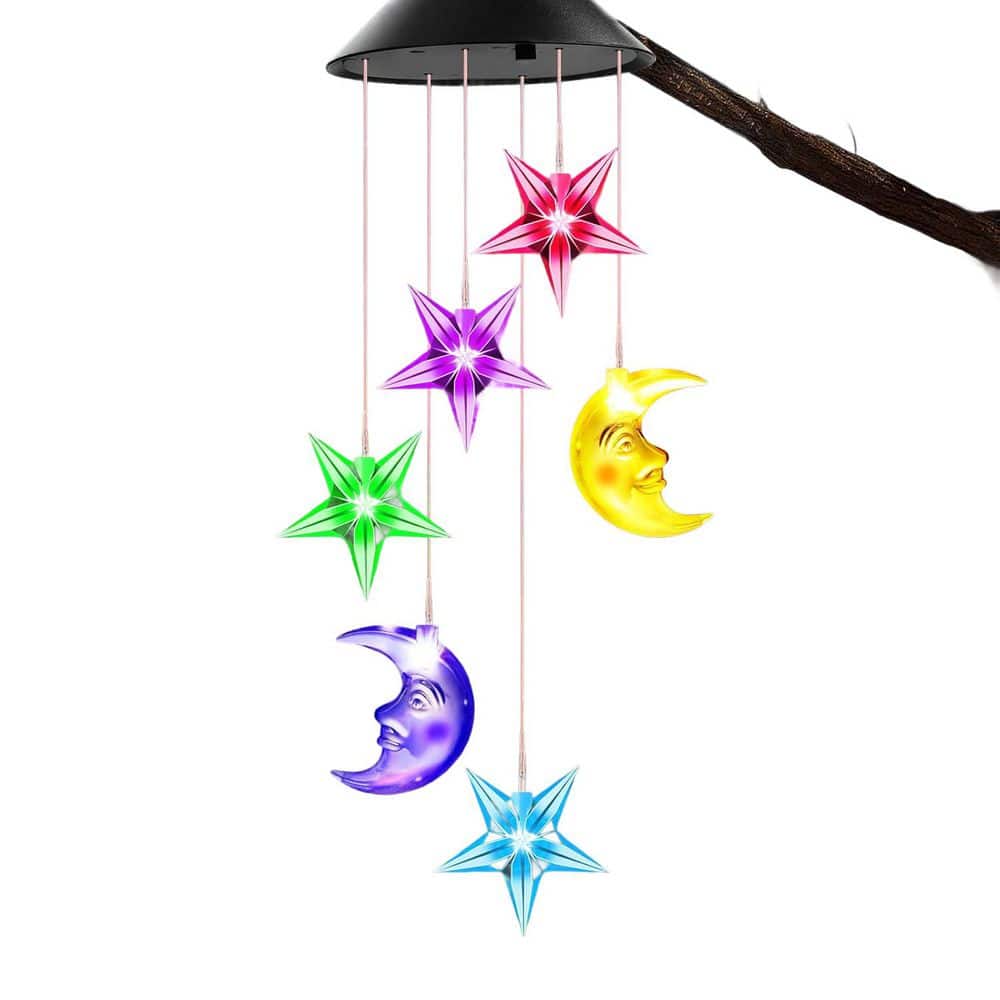 Solar Lights Outdoor Wind Chimes for Outside Garden Yard Patio Porch Deck Hanging Decor, Moon and Star Gifts price history on PriceWatchPro