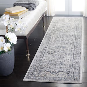 Oregon Light Blue/Ivory 2 ft. x 8 ft. Distressed Border Runner Rug