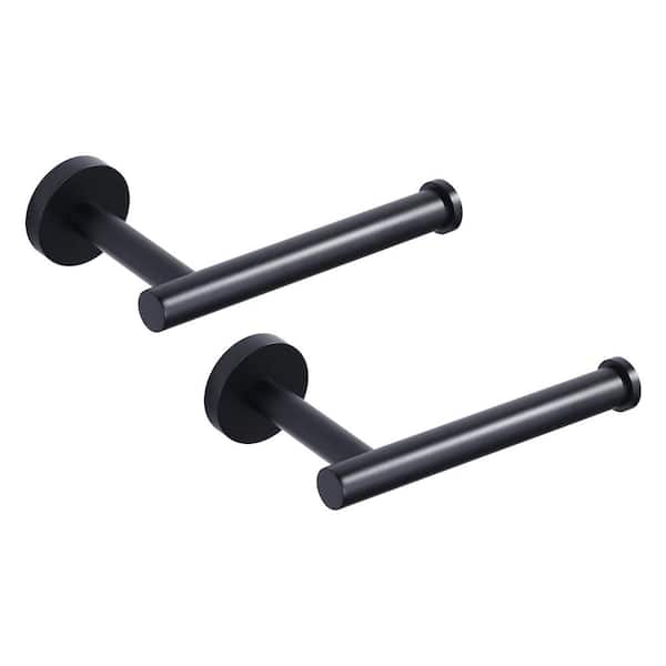 Wall-Mount Stainless Steel Single Post Toilet Paper Holder for Bathroom, Washroom, Kitchen in Matte Black (2-Pack)