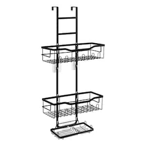 3-Tier Over the Door Hanging Shower Caddy with Soap Holder and Hooks, Black