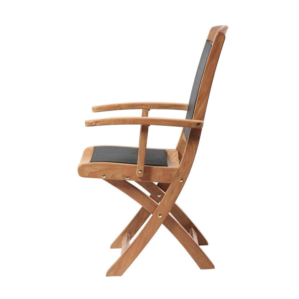 Colorado Honey Teak Folding Outdoor Dining Chair with Textilene Seat