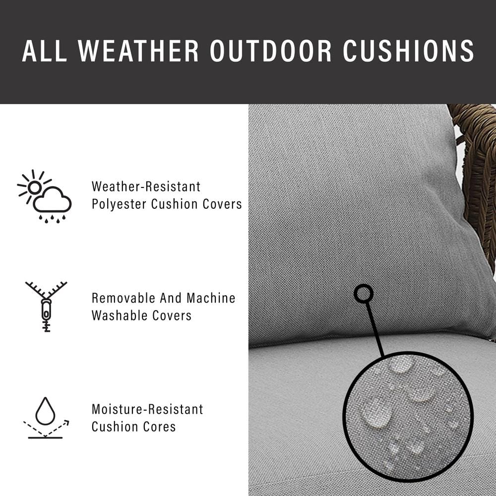 Haven 2-Piece Light Gray and Brown Wicker Outdoor Conversation Set