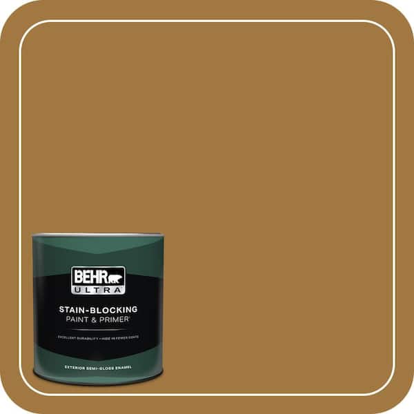 BEHR ULTRA 1 qt. #310F-6 Goldenrod Tea Semi-Gloss Enamel Exterior Paint & Primer