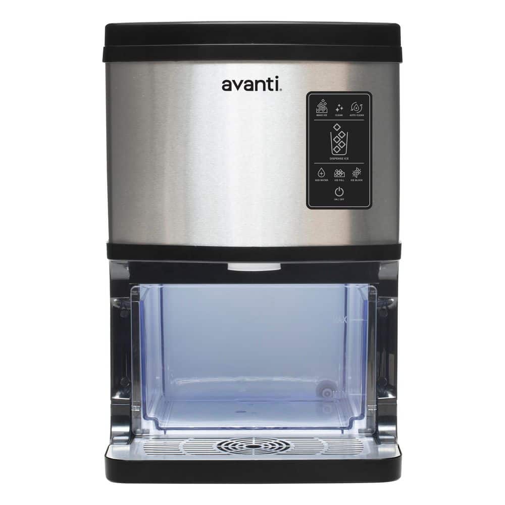 Avanti 10.75 in. 33 lbs. Nugget Ice Countertop Ice Maker in Stainless Steel