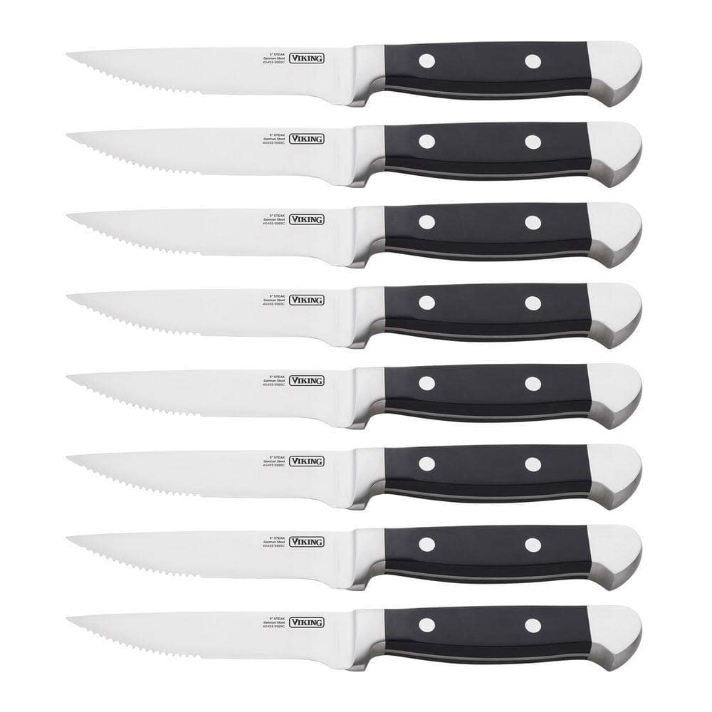 Steakhouse 8 Piece Stainless Steel Steak Knife Set with Commemorative Box, ABS Handle, Black - Thumbnail 4