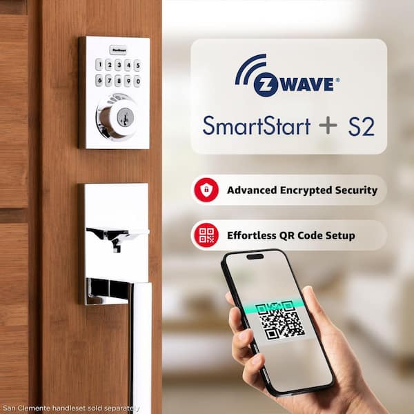 Kwikset HomeConnect 620 Polished Chrome Contemporary Z-Wave Long