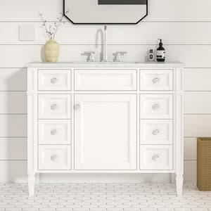 Lydia 42 in. W x 21 in. D x 35 in. H Single Sink Freestanding Bath Vanity in Matte White with Carrara Marble Top