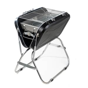 Portable Charcoal Grill with BBQ Suitcase Charcoal Grill with Foldable Grill in Black