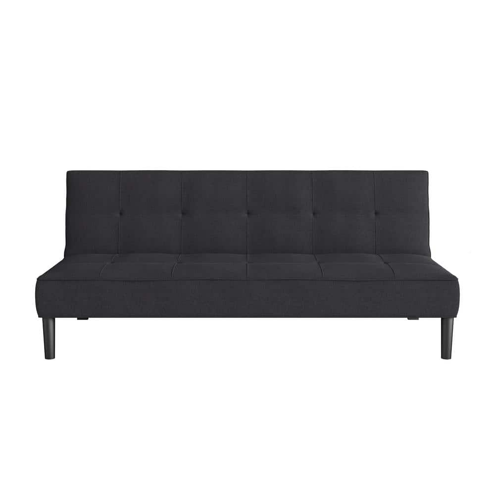 black leather futon couch