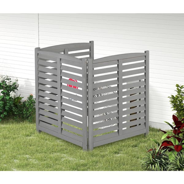 Gray 3-Panel 32 in. W x 38 in. H Outdoor Wood Air Conditioner