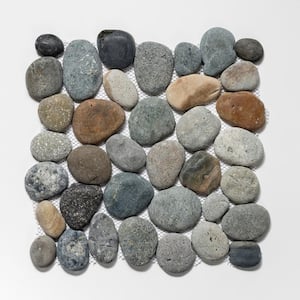 Classic Pebble Tile River Grey 11-1/4 in. x 11-1/4 in. x 12.7 mm Mesh-Mounted Mosaic Tile (9.61 sq. ft. / case)