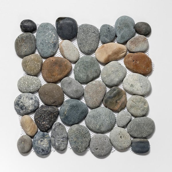 TILE CONNECTION Classic Pebble Tile River Grey 11-1/4 in. x 11-1/4 in. x 12.7 mm Mesh-Mounted Mosaic Tile (9.61 sq. ft. / case)
