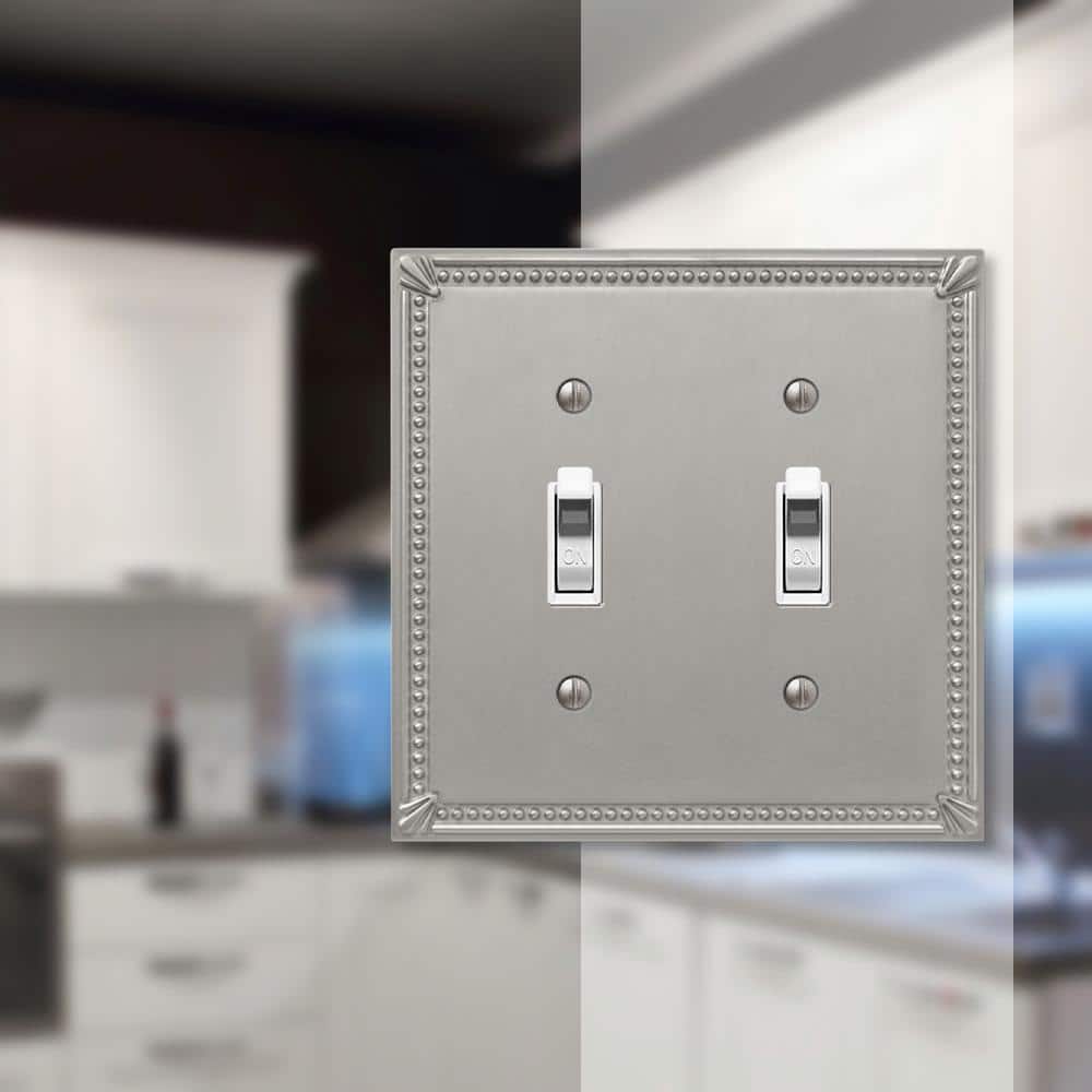 Amerelle Brushed Nickel 2-Gang Metal Toggle Wall Plate