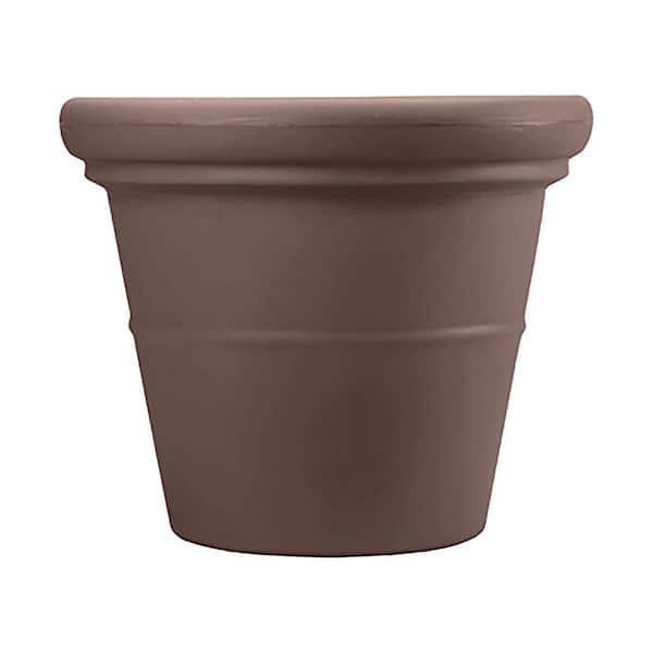 THE HC COMPANIES 14 in. H Brown Terrazzo Round House Planter Pot with Heavy Rim