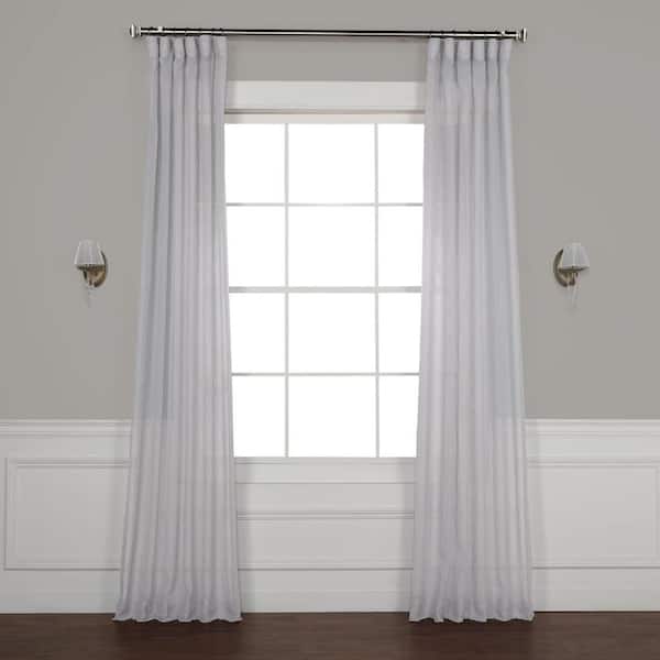 Steel Mountain Solid Faux Linen Sheer Curtain in Grey - 50 in. W x 108 in. L