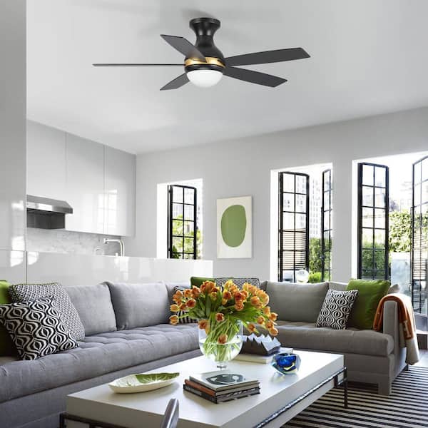 Fannin 52 in. Dimmable LED Indoor/Outdoor Black Smart Ceiling Fan with Light and Remote, Works with Alexa/Google Home
