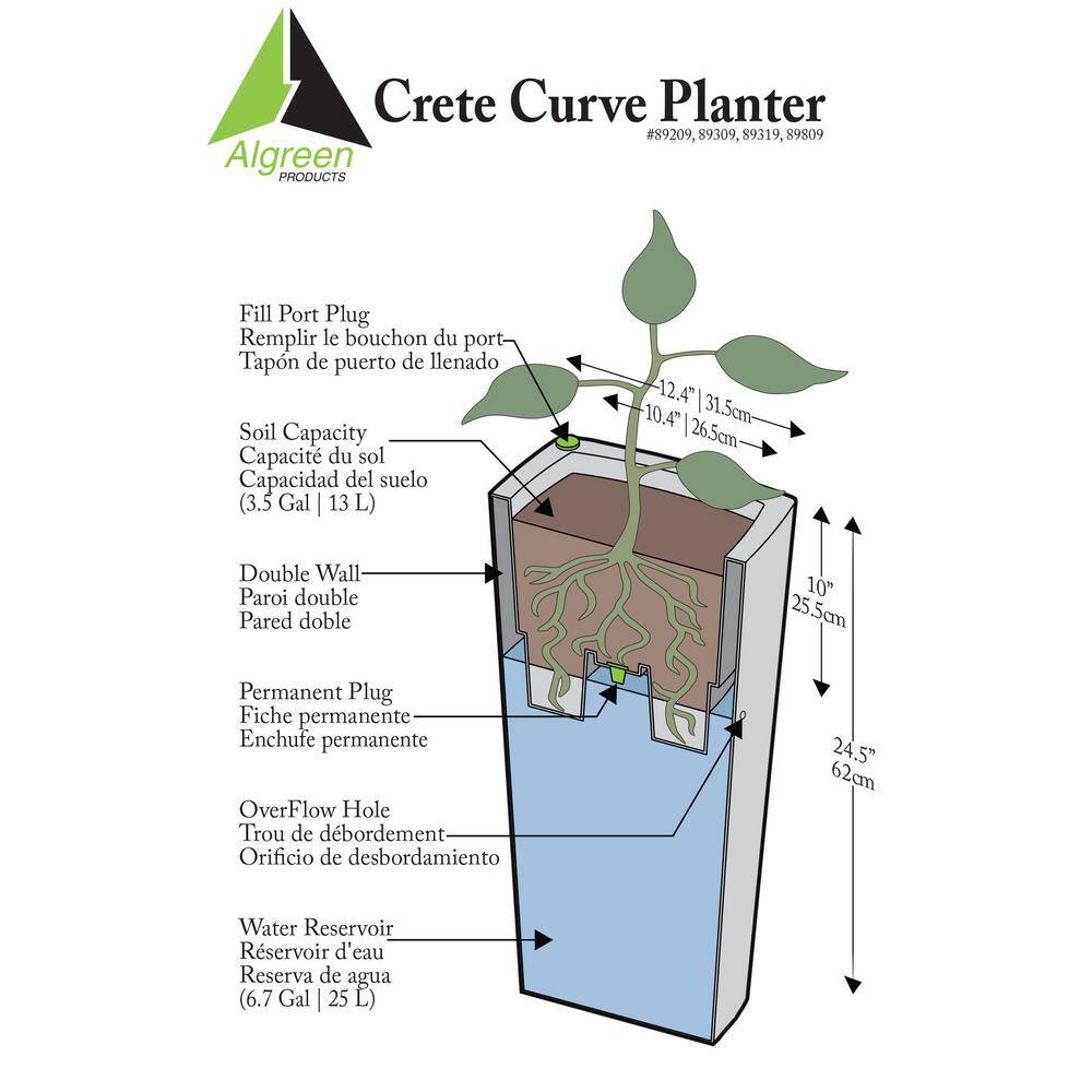 Black Tall Square Self-Watering Plastic Planter