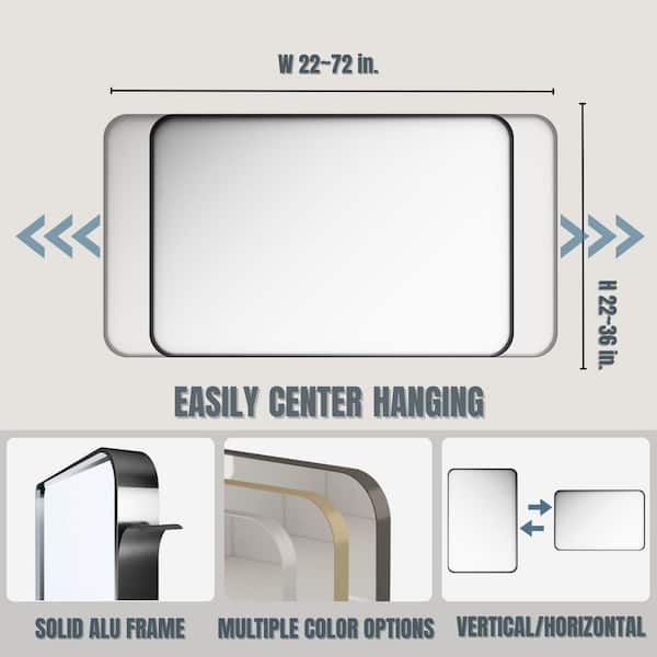 28 in. W x 36 in. H Rectangular Aluminum Framed Wall Bathroom Vanity Mirror in Brushed Nickel