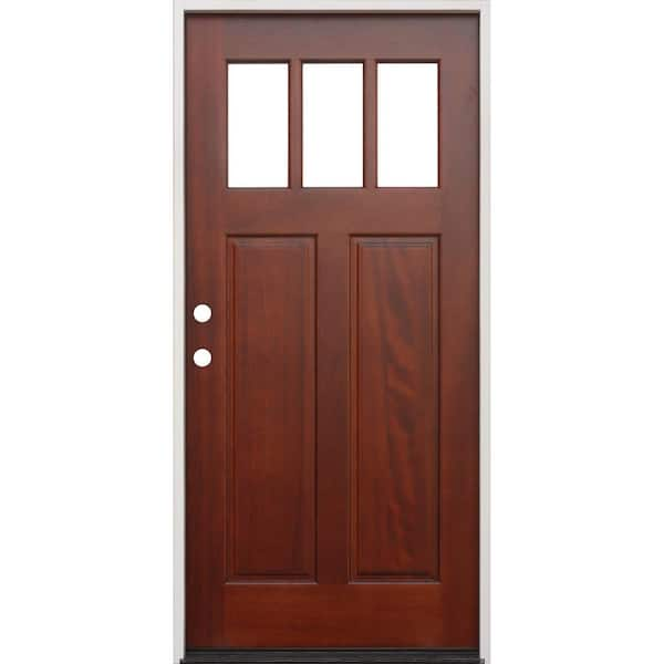 Solid Wood Mahogany 36 Single Oval Pre-Hung Exterior Door