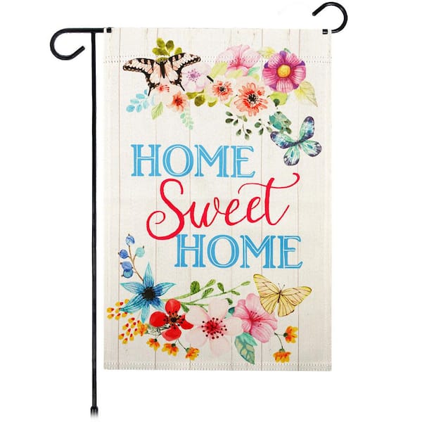 G128 1 ft. x 1.5 ft. Polyester Home Sweet Home Butterflies 2-Sided Garden Flag Printed Blockout
