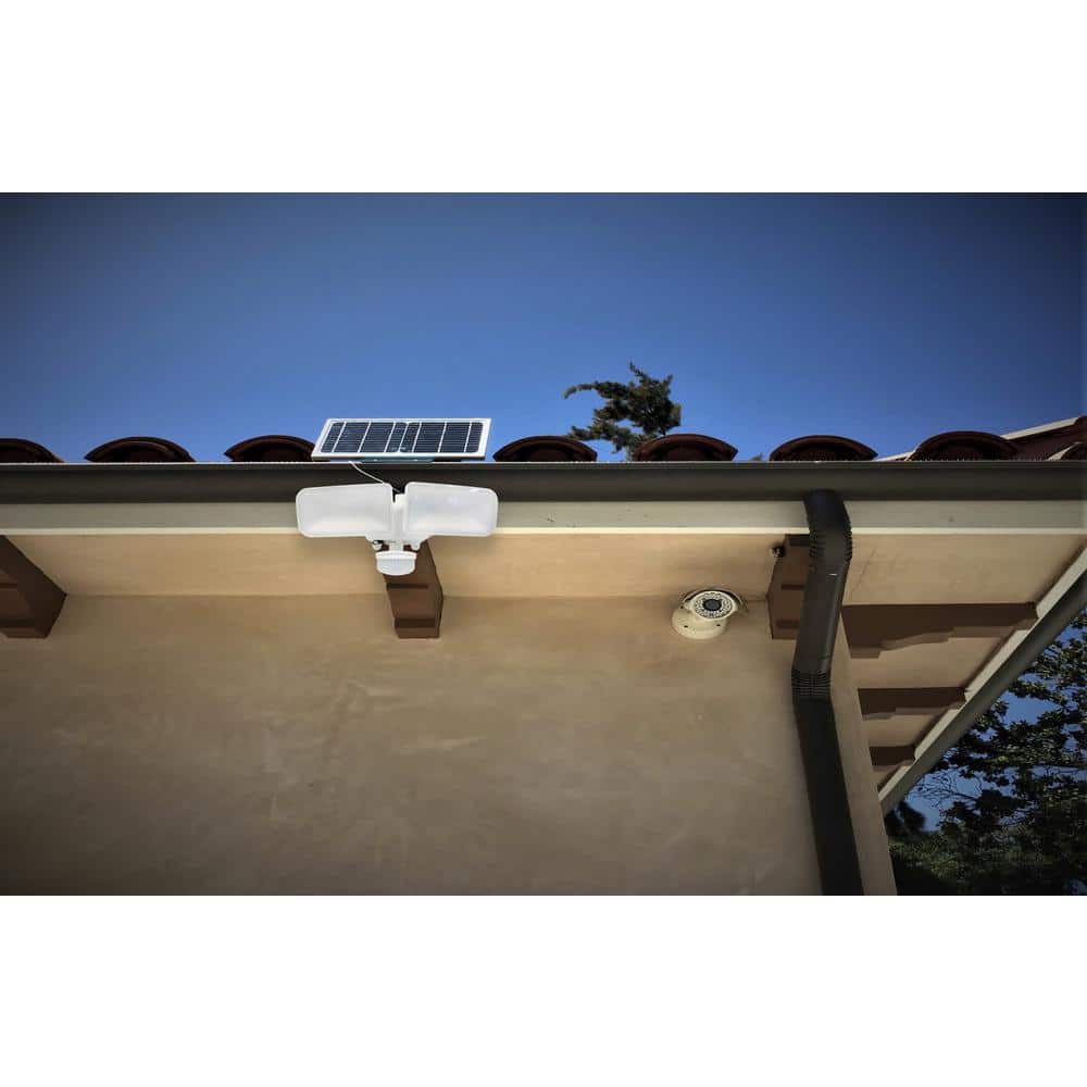 Black Solar Powered Dual Head Motion Activated LED Flood Light