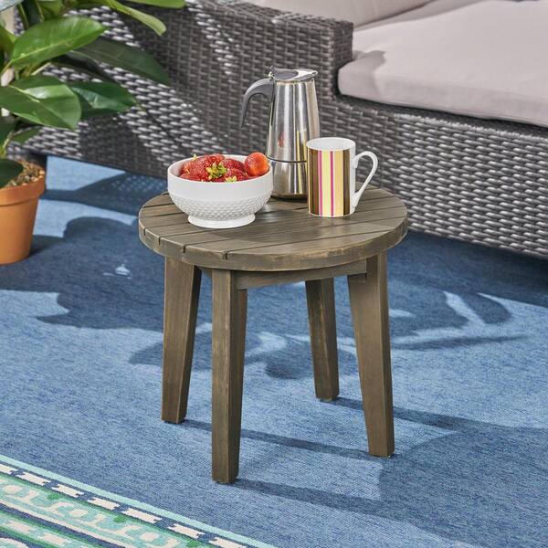 Irene Outdoor Acacia Wood Coffee Table Light Gray