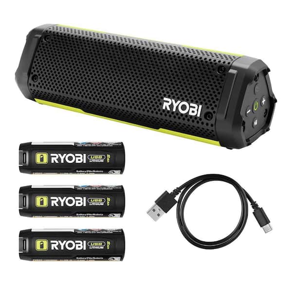 USB Lithium Cordless Bluetooth Charging Speaker Kit with 2.0 Ah Battery, Charging Cable, and 2.0 Ah Batteries (2-Pack)